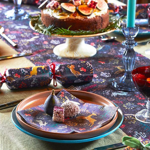 Talking Tables Woodland Flora & Fauna Dark Blue Table Runner - 2m