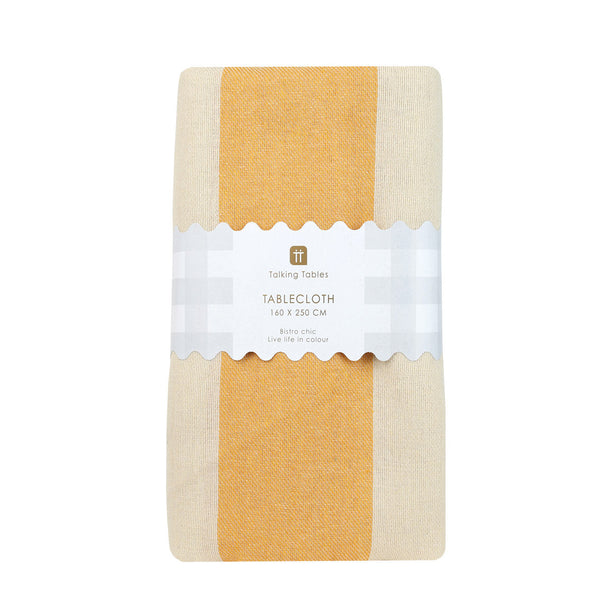 Talking Tables Yellow Stripe Cotton XL Tablecloth - 160cm X 250cm
