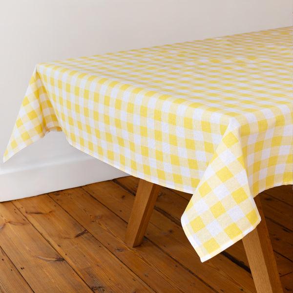 Talking Tables Yellow & White Gingham Fabric Tablecloth