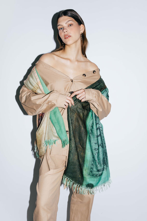 talking walls luna double face - flower power mash pistache