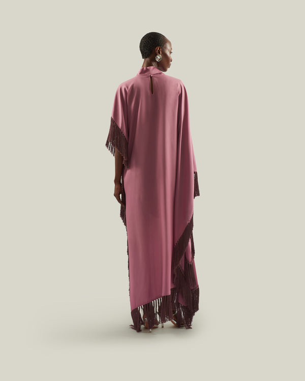 Taller Marmo California Tassel Kaftan In Antique Pink