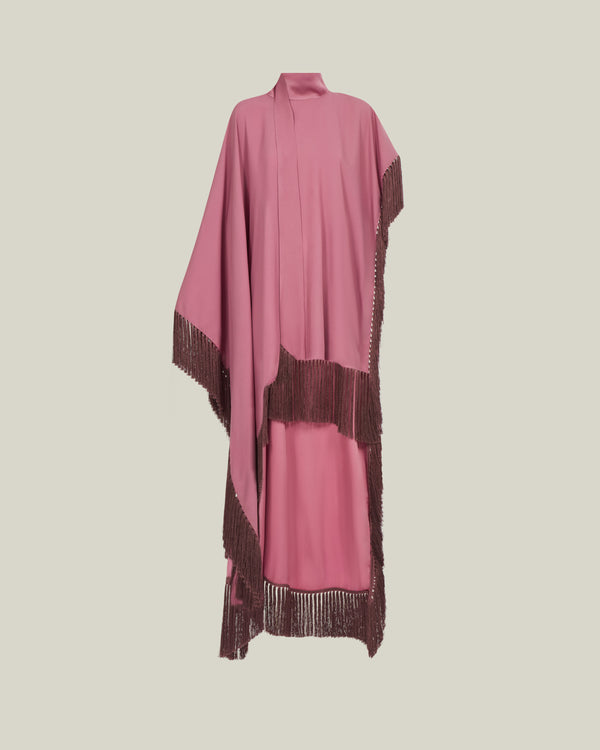 Taller Marmo California Tassel Kaftan In Antique Pink