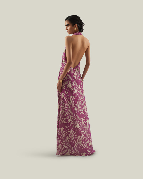 Taller Marmo Barbara Tropical Dress In Plum