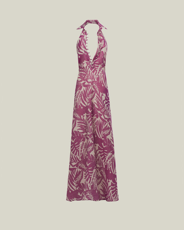 Taller Marmo Barbara Tropical Dress In Plum