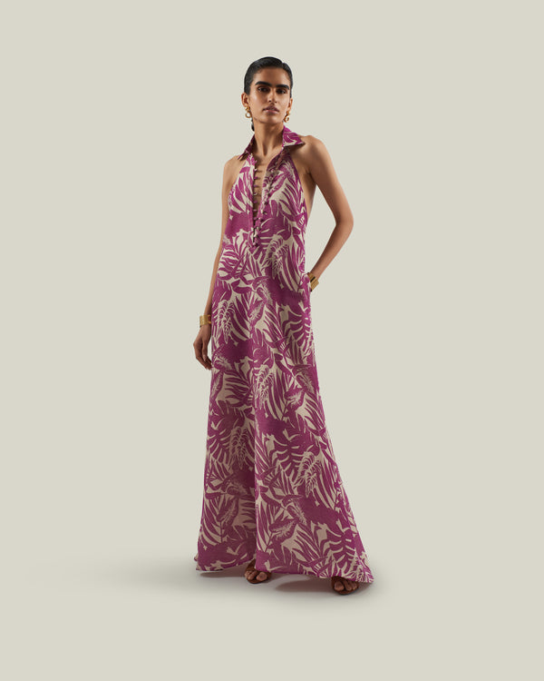 taller marmo Barbara Tropical Dress in Plum