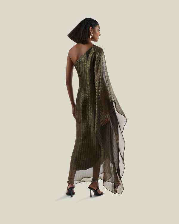 Taller Marmo Betsy Metallic Dress In Brass