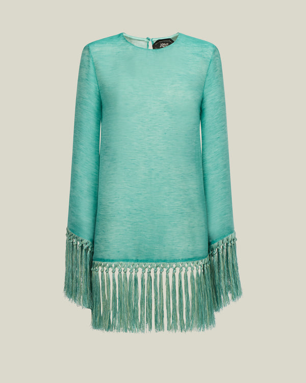 Taller Marmo Claudia Dress Linen In Acqua