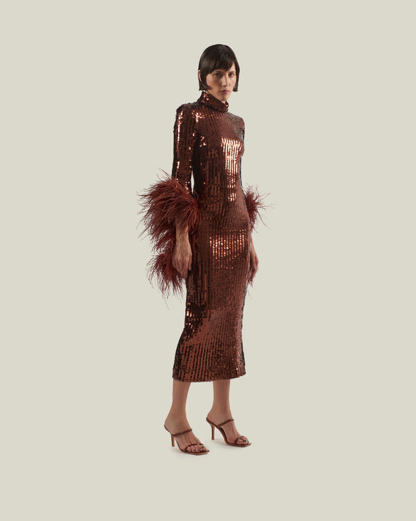 taller marmo Del Rio Disco Dress in Coffee