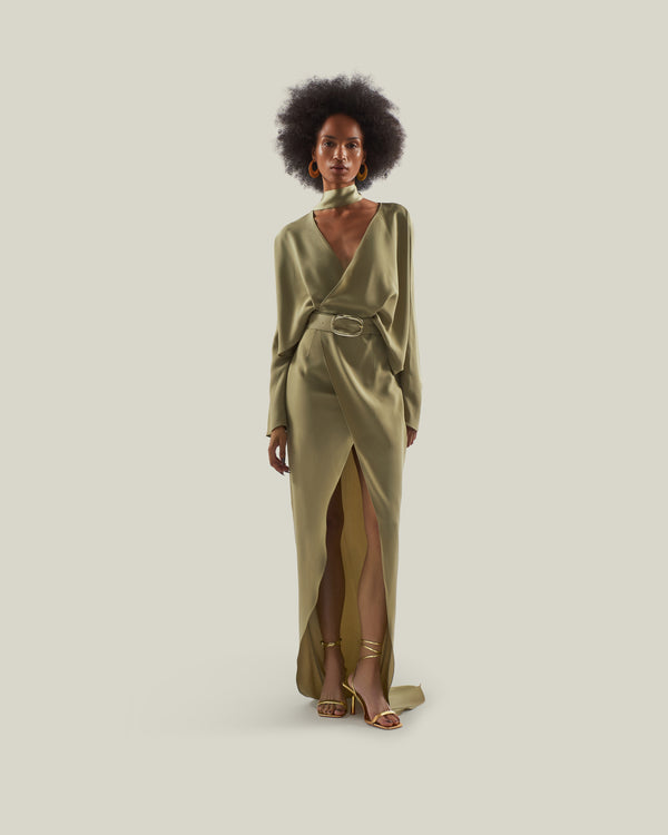 taller marmo Dunaway Dress in Brass