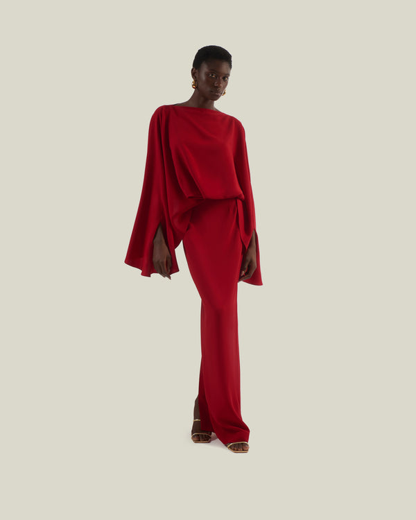 taller marmo Eolia Dress in Ruby