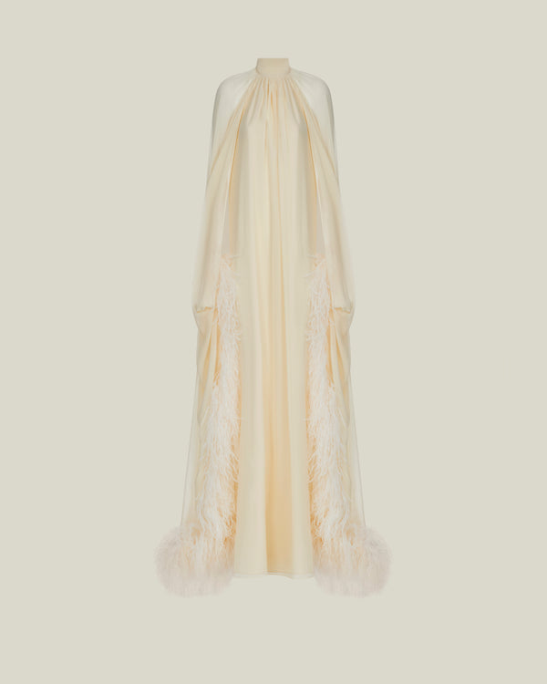 Taller Marmo Feathered Eterea Gown In Ivory