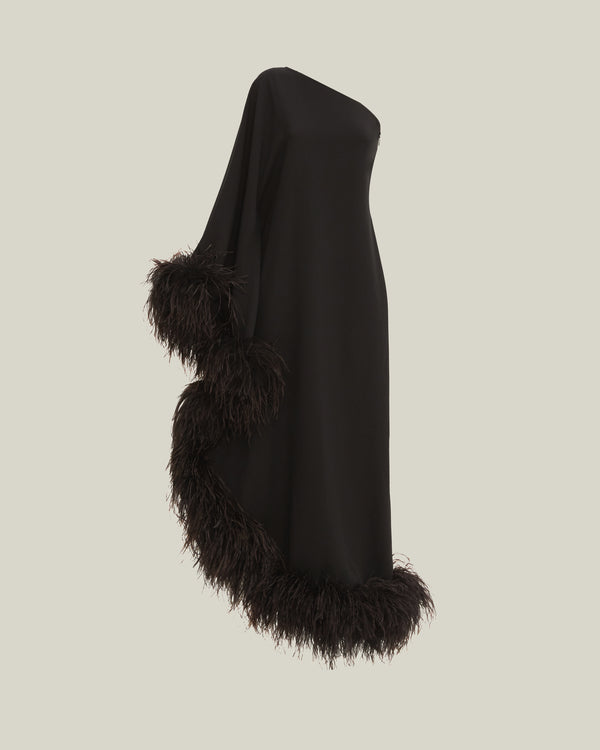 Taller Marmo Feathered Ubud Dress In Black