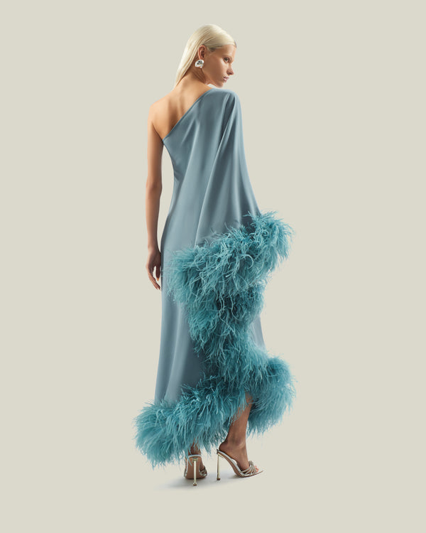 Taller Marmo Feathered Ubud Dress In Cloud