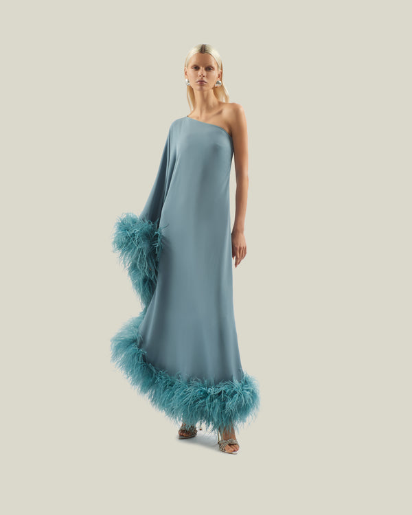 Taller Marmo Feathered Ubud Dress In Cloud