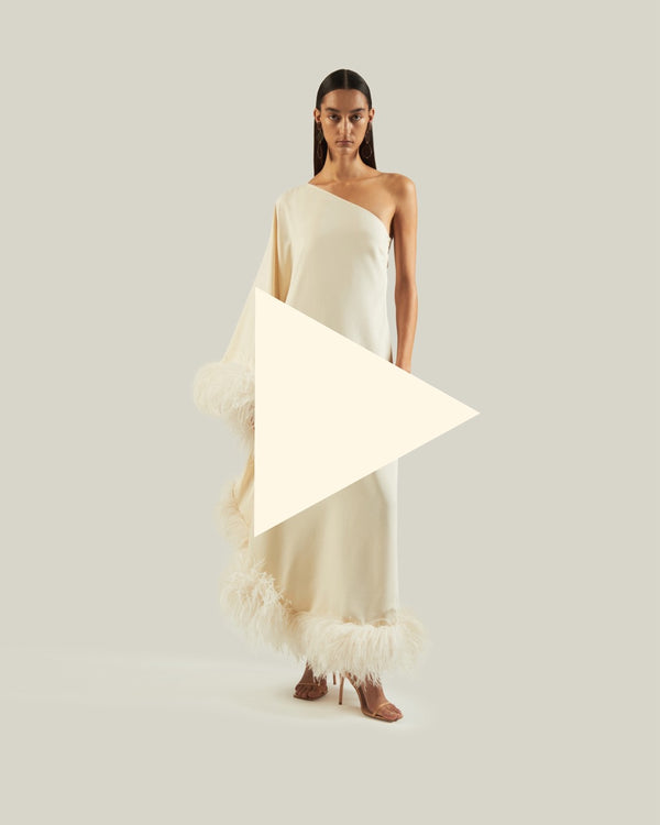 Taller Marmo Feathered Ubud Dress In Ivory
