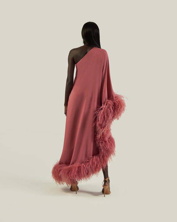 Taller Marmo Feathered Ubud Dress In Peony