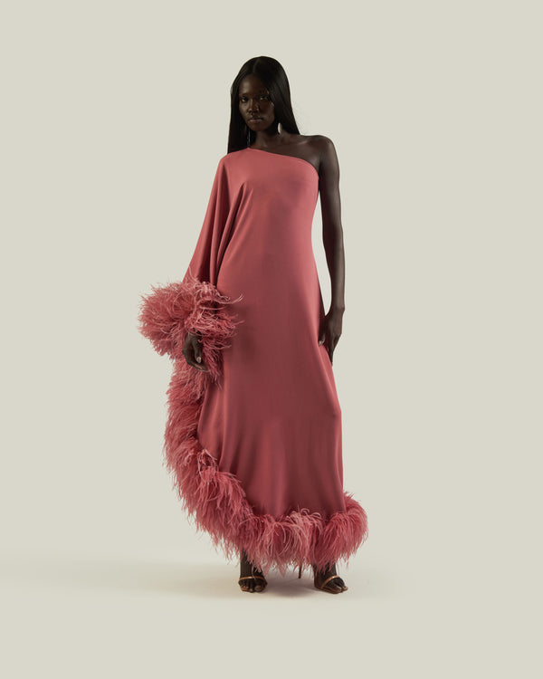 taller marmo Feathered Ubud Dress in Peony