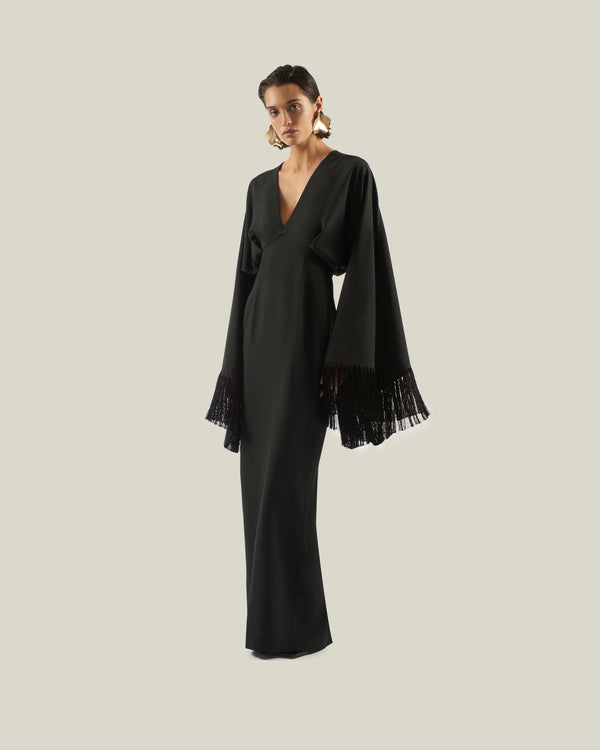 taller marmo Fringed Magnifique Dress in Black