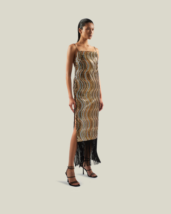 taller marmo Hemingway Disco Dress in Gold