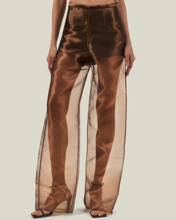 Taller Marmo Marlene Metallic Pants In Bronze