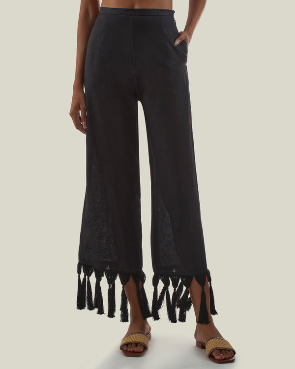 Taller Marmo Marlino Fringed Pants In Black