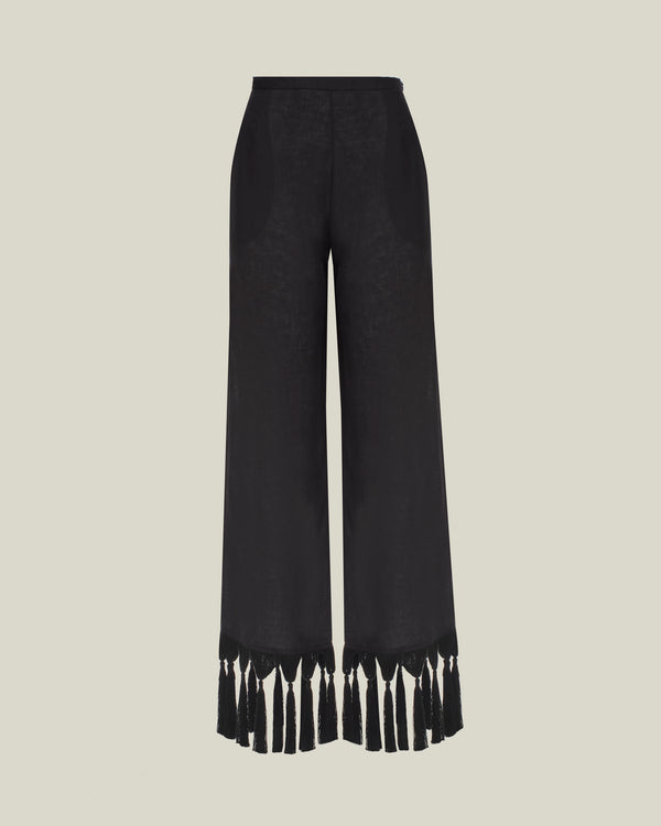 Taller Marmo Marlino Fringed Pants In Black