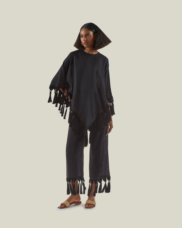 Taller Marmo Marlino Fringed Pants In Black