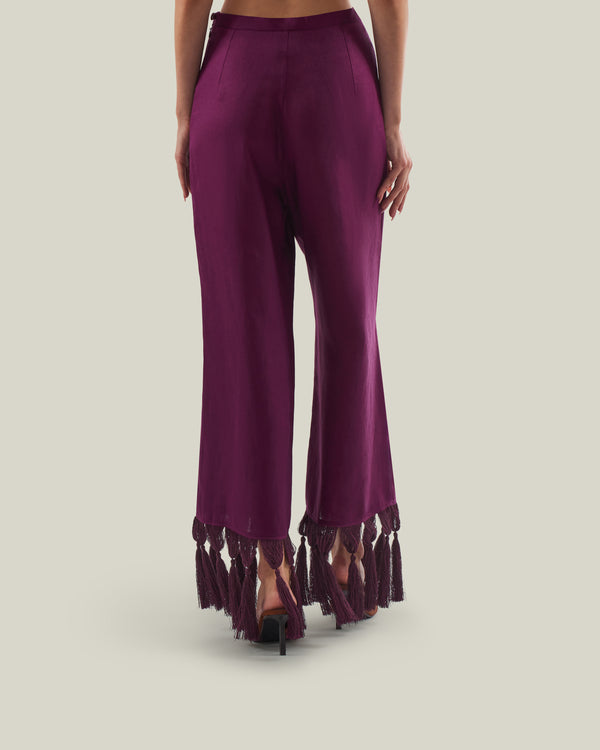 Taller Marmo Marlino Fringed Pants In Plum