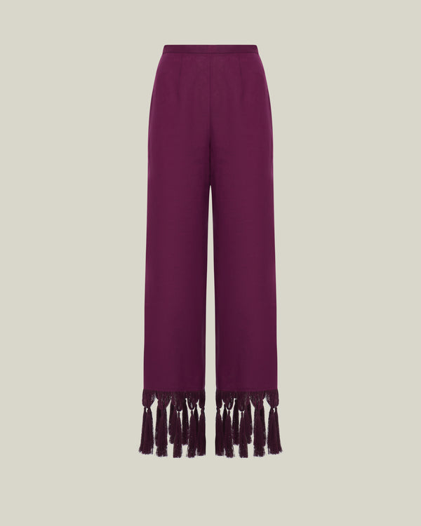 Taller Marmo Marlino Fringed Pants In Plum