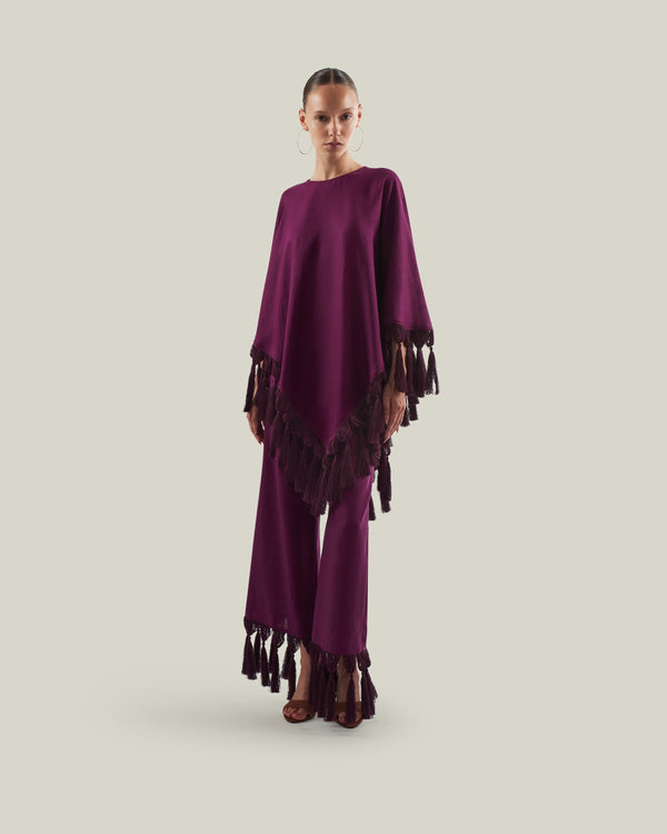 taller marmo Marlino Fringed Pants in Plum