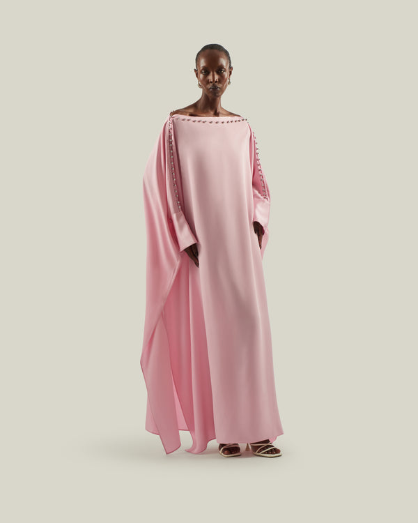 taller marmo Mila Crystal Kaftan in Baby Pink