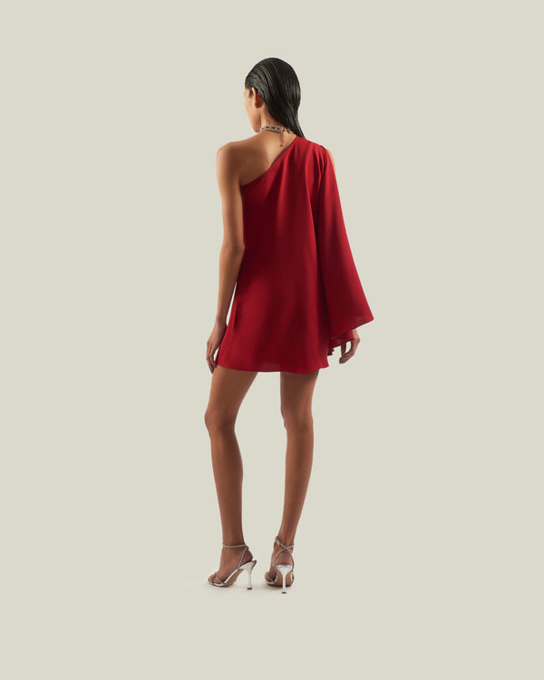 Taller Marmo Mini Bolkan Crystal Dress In Ruby