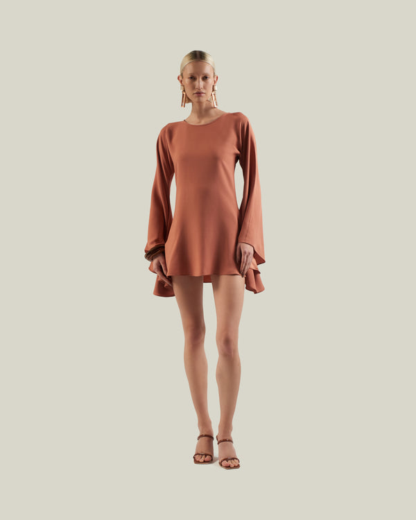 Taller Marmo Mini Moonbar Dress In Terracotta
