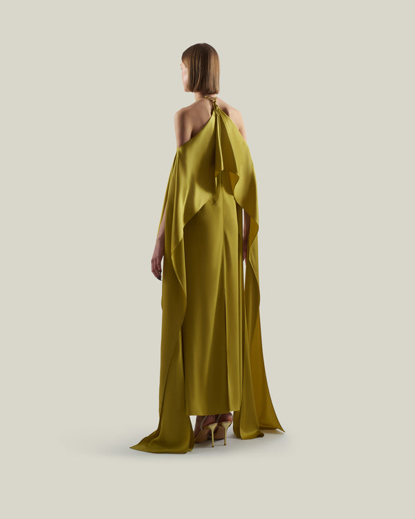 Taller Marmo Nan Dress In Gold Kiwi