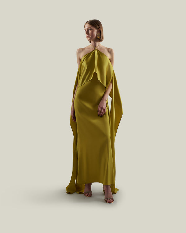 taller marmo Nan Dress in Gold Kiwi