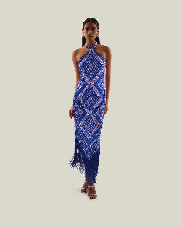 Taller Marmo Nina Flapper Dress In Royal Blue
