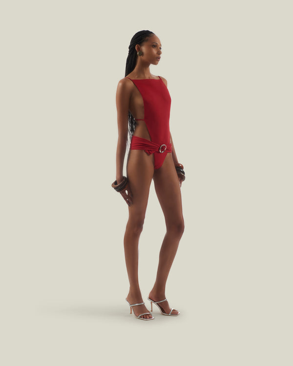 taller marmo Scirocco Swimsuit in Ruby