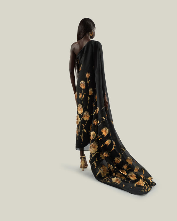 Taller Marmo Steinem Dress In Black-Gold