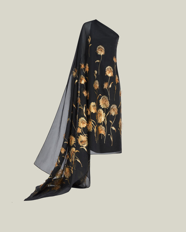 Taller Marmo Steinem Dress In Black-Gold