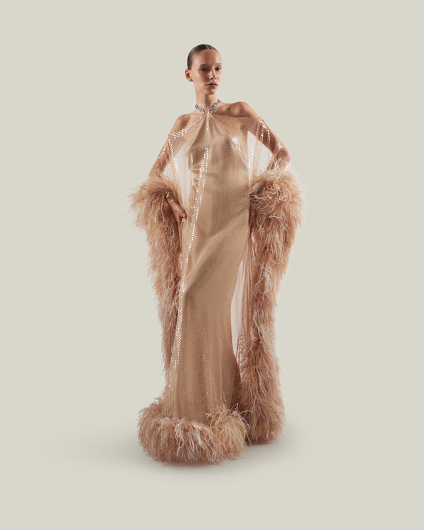 taller marmo Sza Sza Disco Kaftan in Cipria