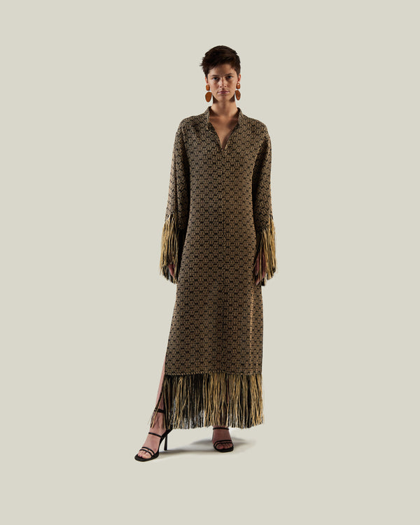 taller marmo Tigris Rattan Dress in Black