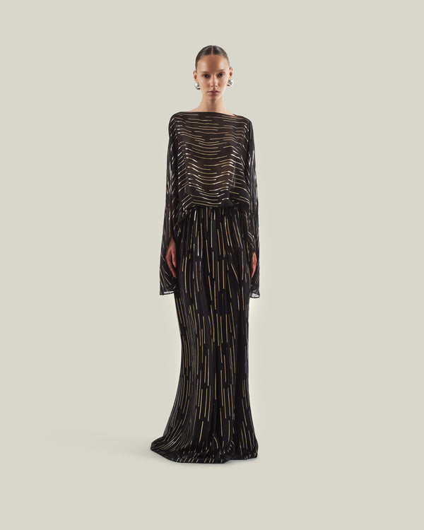 Taller Marmo Tribeca Dress In Black & Gold