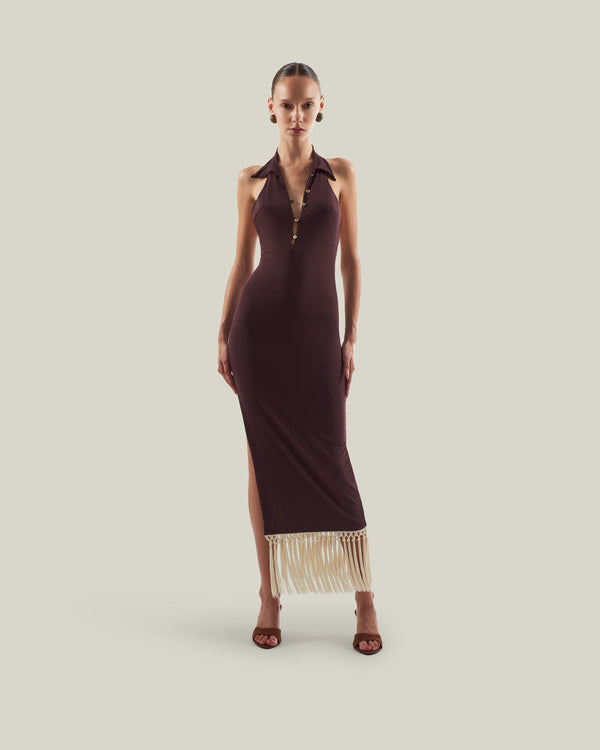 Taller Marmo Tropicana Dress In Mahogany