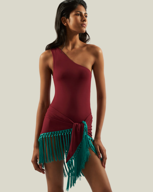 taller marmo Yacare Swimsuit in Burgundy