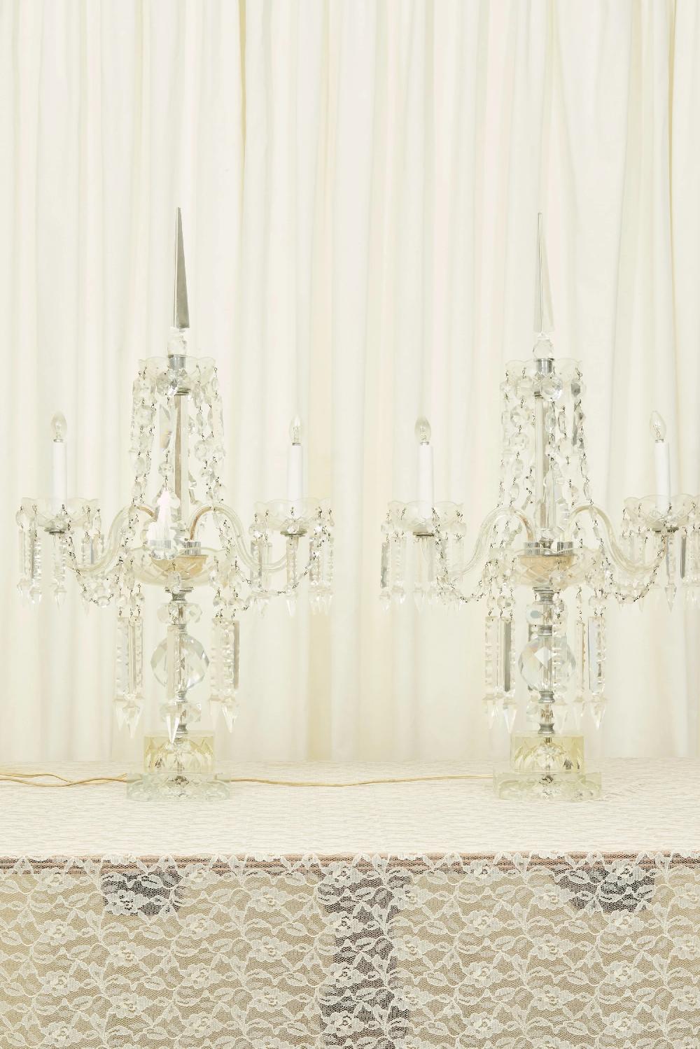 Tanner Fletcher Antique Grand Crystal Candelabra Lamp