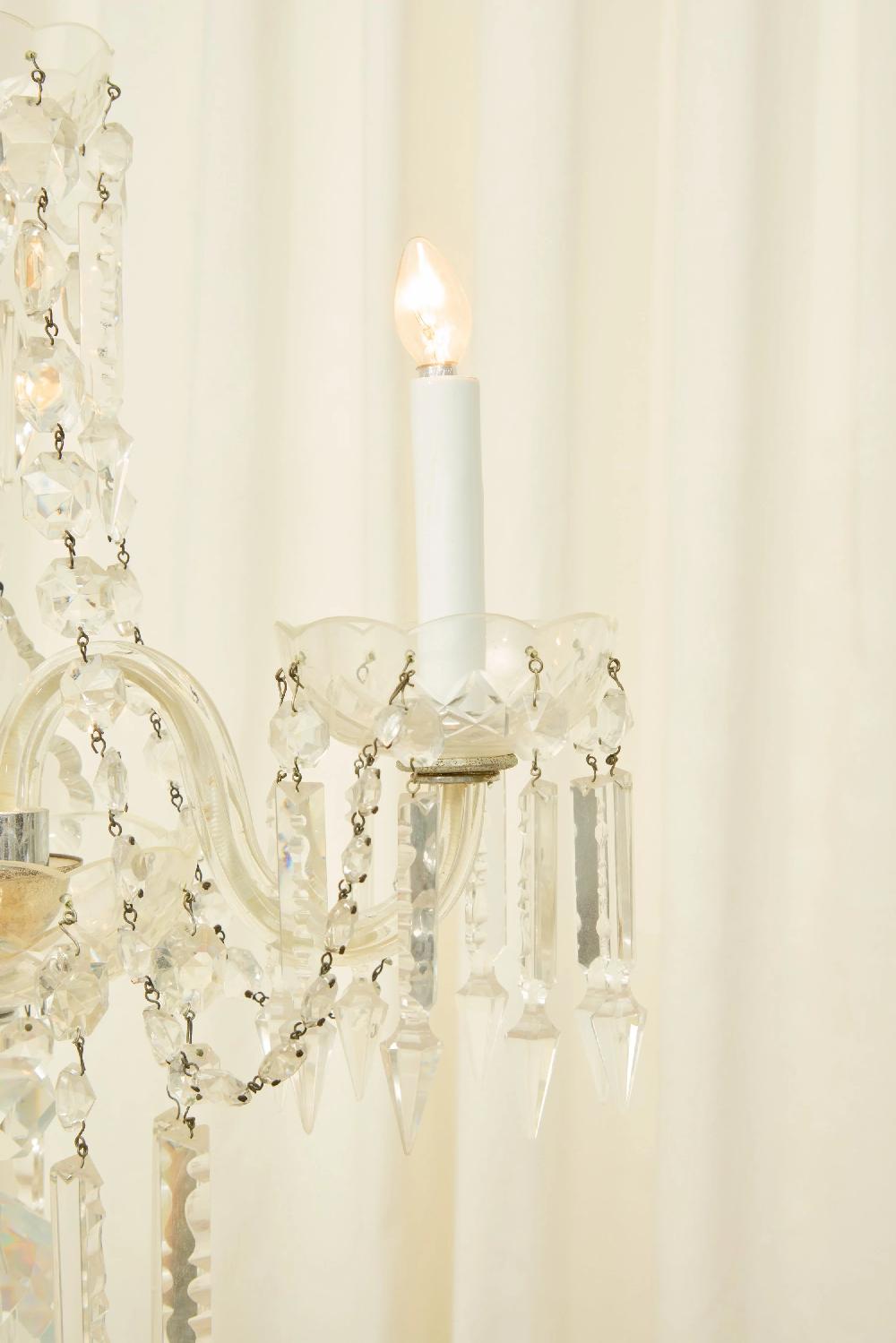 Tanner Fletcher Antique Grand Crystal Candelabra Lamp