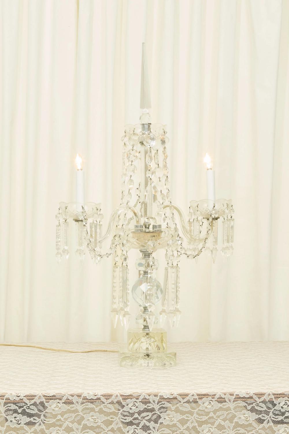 tanner fletcher Antique Grand Crystal Candelabra Lamp