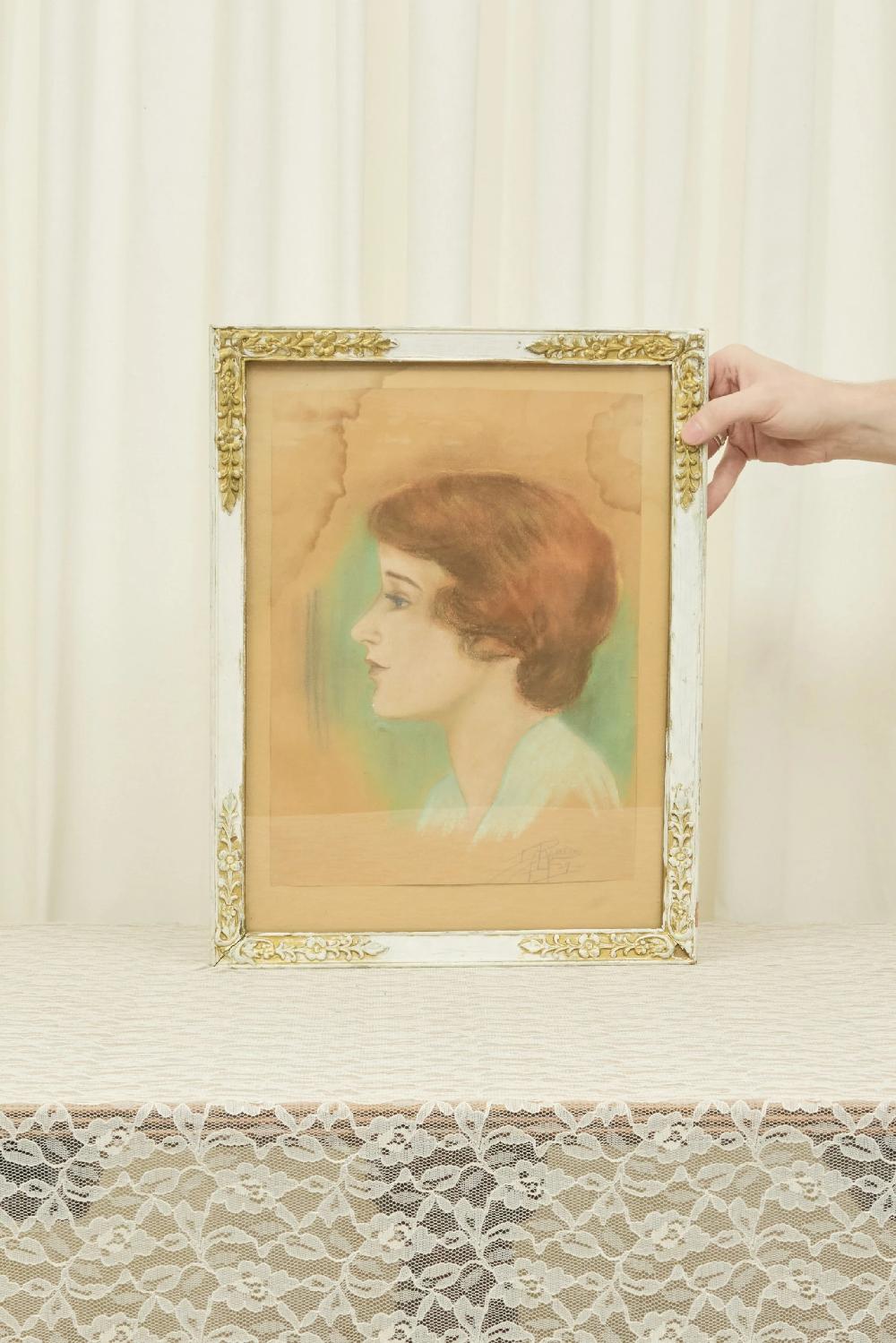 tanner fletcher Antique Impressionist Portrait Drawing