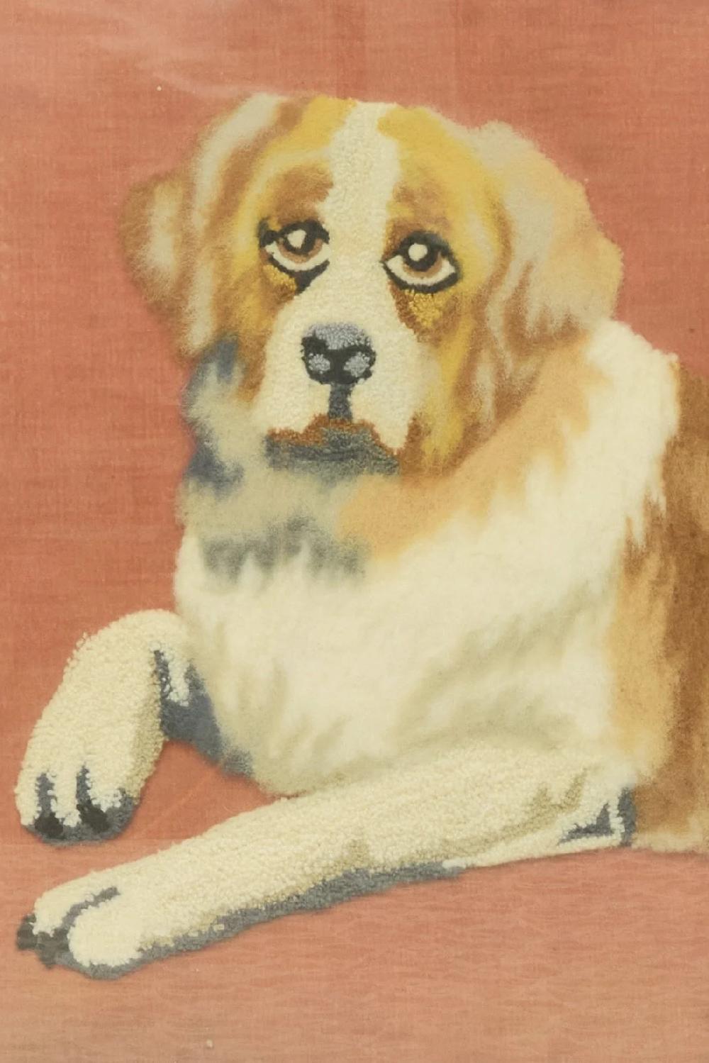 Tanner Fletcher Antique Needlepoint Velvet Saint Bernard (1800s)