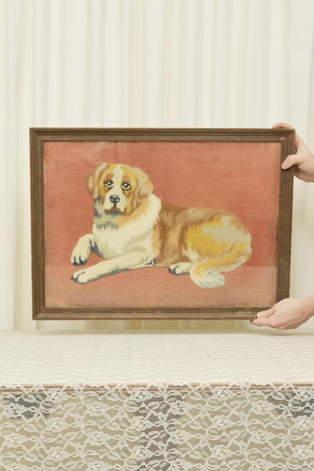 tanner fletcher Antique Needlepoint Velvet Saint Bernard (1800s)